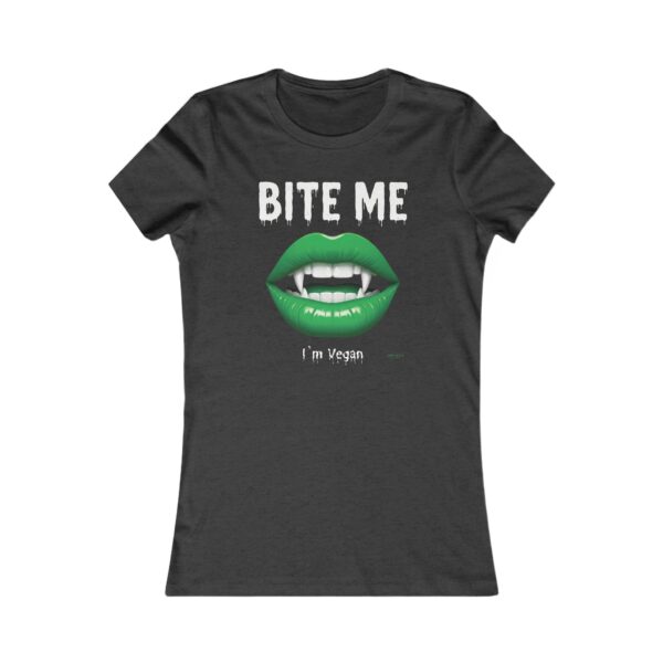 "Bite Me I'm Vegan" 🌱🌿 Premium Slim Fit Women's T-Shirt Bella Canvas 6004 Goth Vegan Shirt Ethical Fashion Gift - Image 2