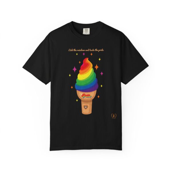 "Lick The Rainbow And Taste The Pride" Ice Cream Cone Tee🍦🍧🏳️‍🌈🌈Super Soft Premium Unisex Women Men T-shirt -Comfort Color 1717- Vintage Look Distressed Design #LGBTQFashion #MakeFriends #RainbowStyle #PrideMonth #QueerJoy #PrideOutfit #FunnyTee