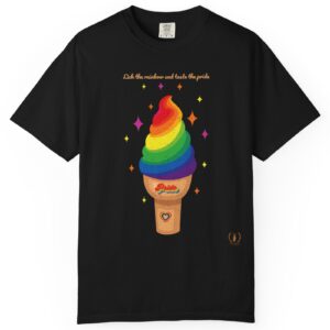 "Lick The Rainbow And Taste The Pride" Ice Cream Cone Tee🍦🍧🏳️‍🌈🌈Super Soft Premium Unisex Women Men T-shirt -Comfort Color 1717- Vintage Look Distressed Design #LGBTQFashion #MakeFriends #RainbowStyle #PrideMonth #QueerJoy #PrideOutfit #FunnyTee