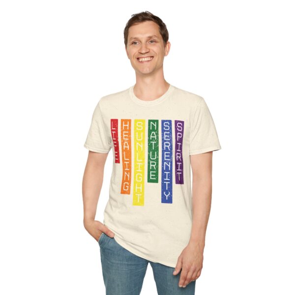 LGBTQ Flag Colors T-Shirt - Pride Design with Meaning | Rainbow Stripes 🌈 🏳️‍🌈✨ - Unisex Premium Softstyle T-Shirt - Image 8