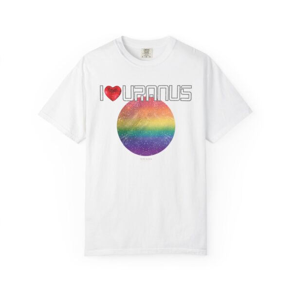 I LOVE URANUS 🌈🏳️‍🌈😂😁😹 Funny Unisex T-Shirt - Vintage Distressed Look & Feel - Soft Cotton, Space Pun Graphic Tee 🚀😂Comfort Colors 1717 - Super Soft Premium Medium Weight Fabric Unisex Garment-Dyed T-shirt - Image 2