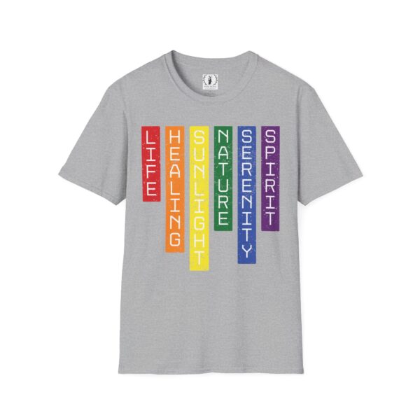LGBTQ Flag Colors T-Shirt - Pride Design with Meaning | Rainbow Stripes 🌈 🏳️‍🌈✨ - Unisex Premium Softstyle T-Shirt - Image 5