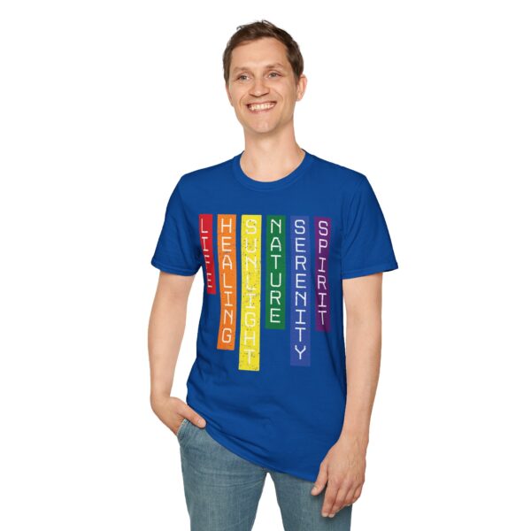 LGBTQ Flag Colors T-Shirt - Pride Design with Meaning | Rainbow Stripes 🌈 🏳️‍🌈✨ - Unisex Premium Softstyle T-Shirt - Image 12
