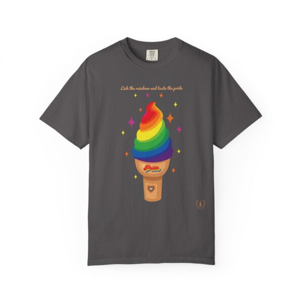 "Lick The Rainbow And Taste The Pride" Ice Cream Cone Tee🍦🍧🏳️‍🌈🌈Super Soft Premium Unisex Women Men T-shirt -Comfort Color 1717- Vintage Look Distressed Design #LGBTQFashion #MakeFriends #RainbowStyle #PrideMonth #QueerJoy #PrideOutfit #FunnyTee - Image 4