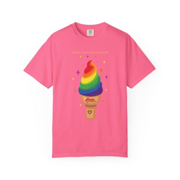 "Lick The Rainbow And Taste The Pride" Ice Cream Cone Tee🍦🍧🏳️‍🌈🌈Super Soft Premium Unisex Women Men T-shirt -Comfort Color 1717- Vintage Look Distressed Design #LGBTQFashion #MakeFriends #RainbowStyle #PrideMonth #QueerJoy #PrideOutfit #FunnyTee - Image 5