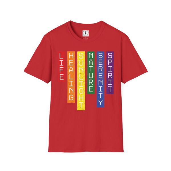 LGBTQ Flag Colors T-Shirt - Pride Design with Meaning | Rainbow Stripes 🌈 🏳️‍🌈✨ - Unisex Premium Softstyle T-Shirt - Image 15