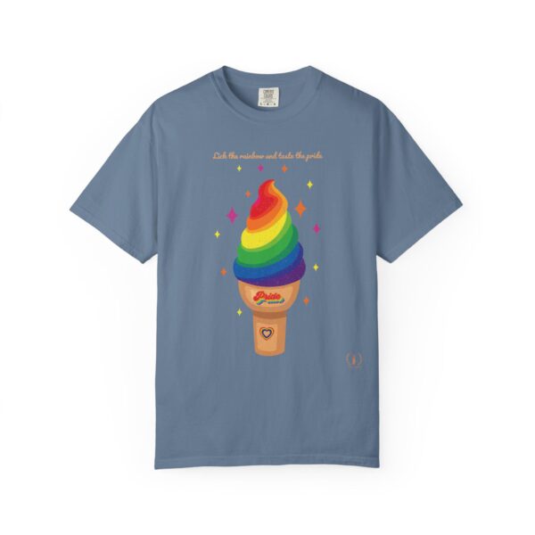 "Lick The Rainbow And Taste The Pride" Ice Cream Cone Tee🍦🍧🏳️‍🌈🌈Super Soft Premium Unisex Women Men T-shirt -Comfort Color 1717- Vintage Look Distressed Design #LGBTQFashion #MakeFriends #RainbowStyle #PrideMonth #QueerJoy #PrideOutfit #FunnyTee - Image 3
