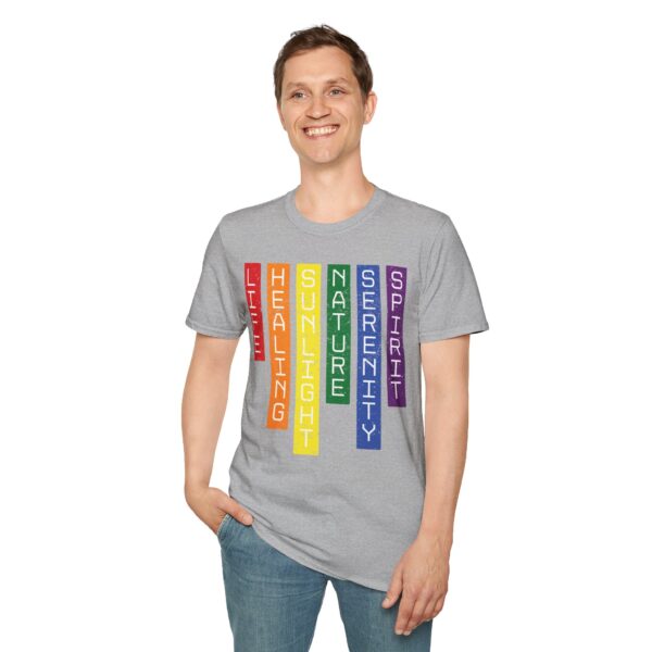 LGBTQ Flag Colors T-Shirt - Pride Design with Meaning | Rainbow Stripes 🌈 🏳️‍🌈✨ - Unisex Premium Softstyle T-Shirt - Image 6