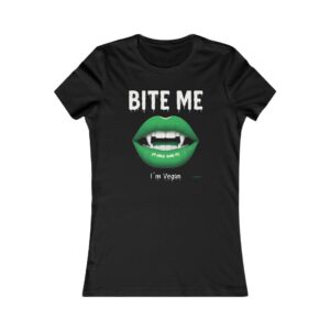 "Bite Me I'm Vegan" Premium Slim Fit Women's T-Shirt Bella Canvas 6004 Goth Vegan Shirt Ethical Fashion Gift