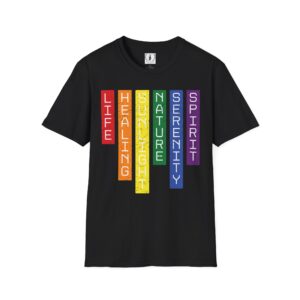 LGBTQ Flag Colors T-Shirt - Pride Design with Meaning | Rainbow Stripes 🌈 🏳️‍🌈✨ - Unisex Premium Softstyle T-Shirt