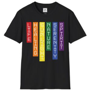 LGBTQ Flag Colors T-Shirt - Pride Design with Meaning | Rainbow Stripes 🌈 🏳️‍🌈✨ - Unisex Premium Softstyle T-Shirt
