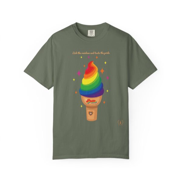 "Lick The Rainbow And Taste The Pride" Ice Cream Cone Tee🍦🍧🏳️‍🌈🌈Super Soft Premium Unisex Women Men T-shirt -Comfort Color 1717- Vintage Look Distressed Design #LGBTQFashion #MakeFriends #RainbowStyle #PrideMonth #QueerJoy #PrideOutfit #FunnyTee - Image 2