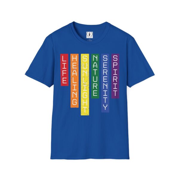 LGBTQ Flag Colors T-Shirt - Pride Design with Meaning | Rainbow Stripes 🌈 🏳️‍🌈✨ - Unisex Premium Softstyle T-Shirt - Image 11