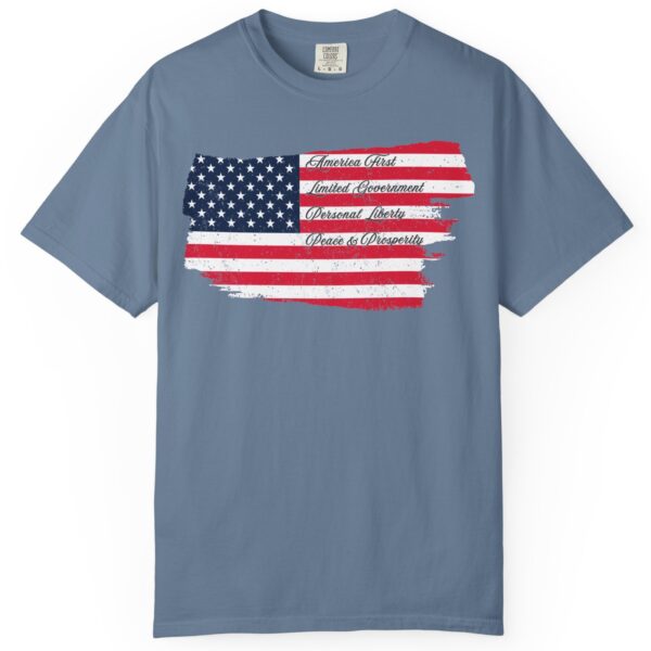 America First Limited Government Personal Liberty  Peace & Prosperity☮️🗽- Distressed Look and Feel Design Unisex Garment-Dyed T-shirt Statement Premium Comfort Colors 1717 Tee - Image 13