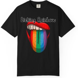 Licking Rainbow 👅🌈 Premium Lesbian Pride T-Shirt! 🔥👭 Distressed Vintage Look And Feel - Unisex Garment-Dyed T-shirt Comfort Colors 1717