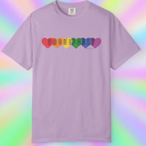 PROUD ALLY Premium Tee 🌈❤️🧡💛💚💙💜 Distressed Retro Look & Feel - Unisex Garment-Dyed T-shirt - Image 29
