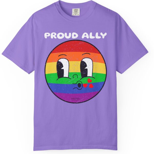 Kissy Face Proud Ally 💖🌈 Premium Unisex T-Shirt! 😘✨ Distressed look and Feel - Unisex Garment-Dyed T-shirt Comfort Colors 1717 - Image 5