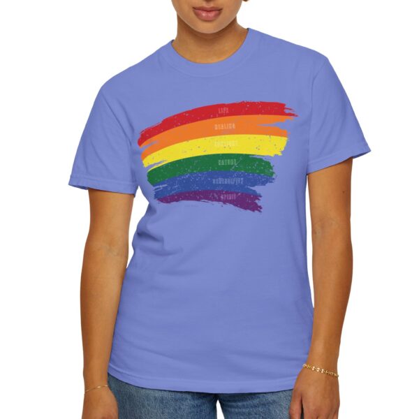 Rainbow Pride Colors Meanings Paint Stroke Premium Tee 🌈❤️🧡💛💚💙💜✨ - Unisex Garment-Dyed T-shirt Distressed Look and Vintage Feel on Super Soft Comfort Colors 1717 - Image 19
