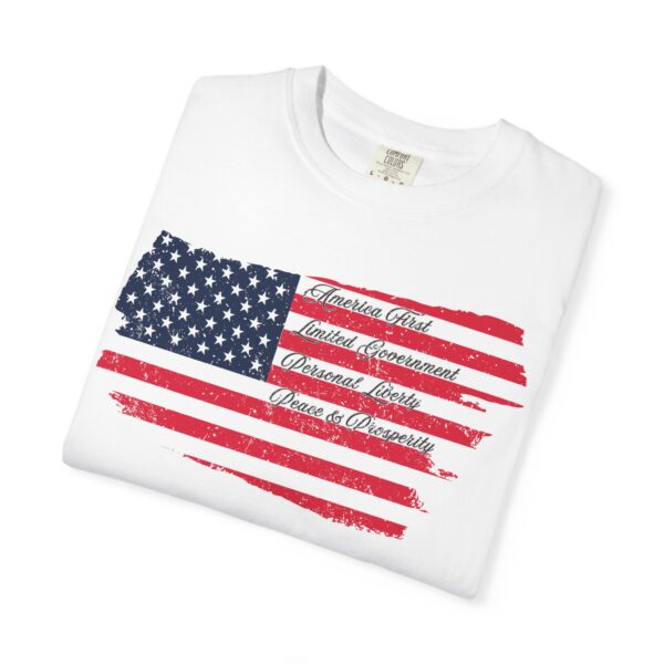 America First Limited Government Personal Liberty  Peace & Prosperity☮️🗽- Distressed Look and Feel Design Unisex Garment-Dyed T-shirt Statement Premium Comfort Colors 1717 Tee - Image 8