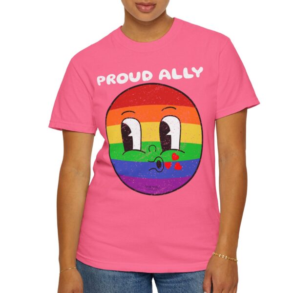 Kissy Face Proud Ally 💖🌈 Premium Unisex T-Shirt! 😘✨ Distressed look and Feel - Unisex Garment-Dyed T-shirt Comfort Colors 1717 - Image 25