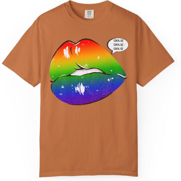Lips Girls! Girls! Girls! 💋🏳️‍🌈 Premium Lesbian Pride T-Shirt! 👭✨- Unisex Garment-Dyed T-shirt Comfort Colors 1717 - Image 9