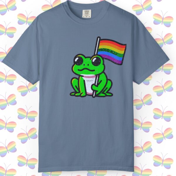 Cute Proud Ally Frog 🐸🏳️‍🌈 Distressed Retro Premium Tee 💖 - Unisex Garment-Dyed T-shirt Vintage Look And Feel Printed On Super Soft Comfy Comfort Colors 1717 Tee - Image 8