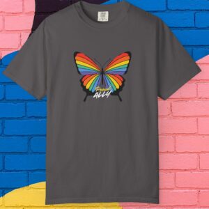Rainbow Butterfly Proud Ally Premium Tee 🦋🏳️‍🌈💖 Unisex Garment-Dyed T-shirt Printed On Super Soft Comfort Colors 1717 Tee