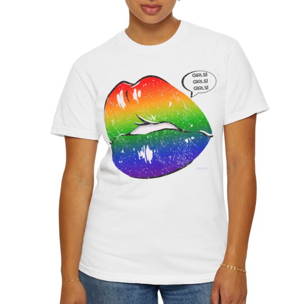 Lips Girls! Girls! Girls! 💋🏳️‍🌈 Premium Lesbian Pride T-Shirt! 👭✨- Unisex Garment-Dyed T-shirt Comfort Colors 1717 - Image 7