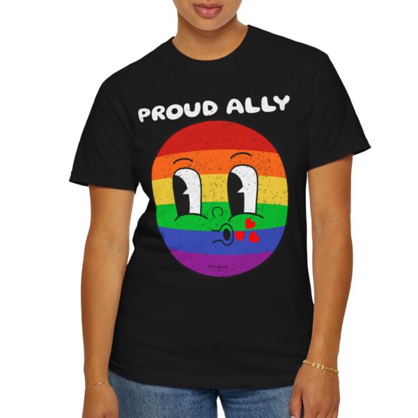 Kissy Face Proud Ally 💖🌈 Premium Unisex T-Shirt! 😘✨ Distressed look and Feel - Unisex Garment-Dyed T-shirt Comfort Colors 1717 - Image 22