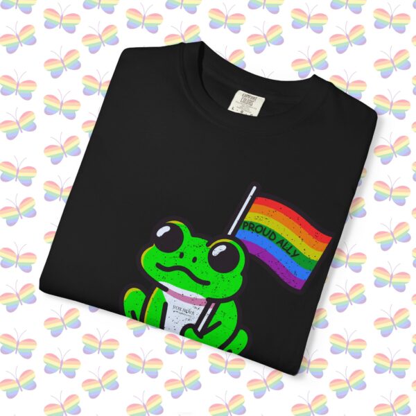 Cute Proud Ally Frog 🐸🏳️‍🌈 Distressed Retro Premium Tee 💖 - Unisex Garment-Dyed T-shirt Vintage Look And Feel Printed On Super Soft Comfy Comfort Colors 1717 Tee - Image 12
