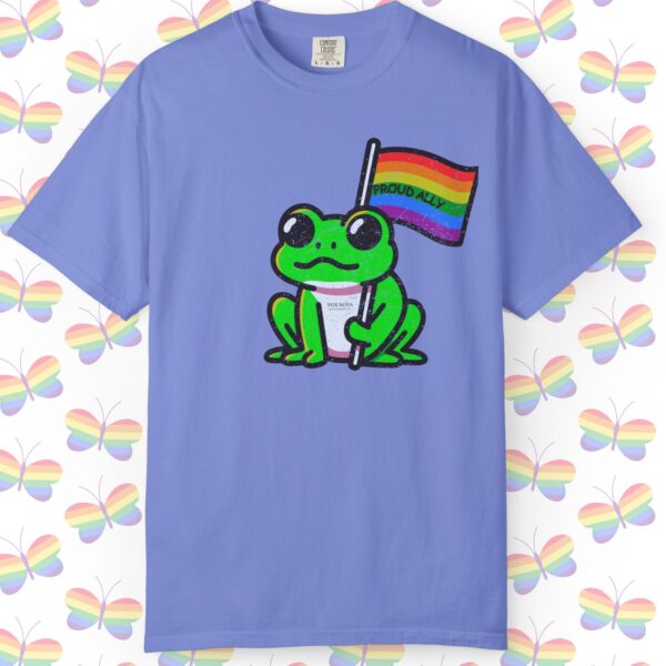 Cute Proud Ally Frog 🐸🏳️‍🌈 Distressed Retro Premium Tee 💖 - Unisex Garment-Dyed T-shirt Vintage Look And Feel Printed On Super Soft Comfy Comfort Colors 1717 Tee - Image 7