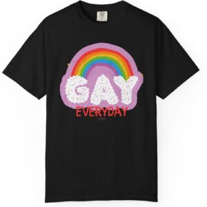 Gay Everyday Rainbow Cloud T-Shirt 🌈 Premium Distressed Vintage Look And Feel Tee for Pride & Connection - Unisex Garment-Dyed T-shirt Comfort Colors 1717