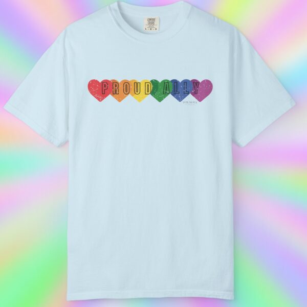 PROUD ALLY Premium Tee 🌈❤️🧡💛💚💙💜 Distressed Retro Look & Feel - Unisex Garment-Dyed T-shirt - Image 18