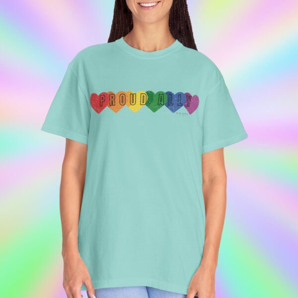 PROUD ALLY Premium Tee 🌈❤️🧡💛💚💙💜 Distressed Retro Look & Feel - Unisex Garment-Dyed T-shirt - Image 15