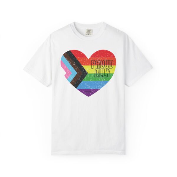 Progress Pride Flag Heart Proud Ally Premium Tee 💖🏳️‍🌈🤝- Unisex Garment-Dyed T-shirt Comfort Color 1717 - Image 2