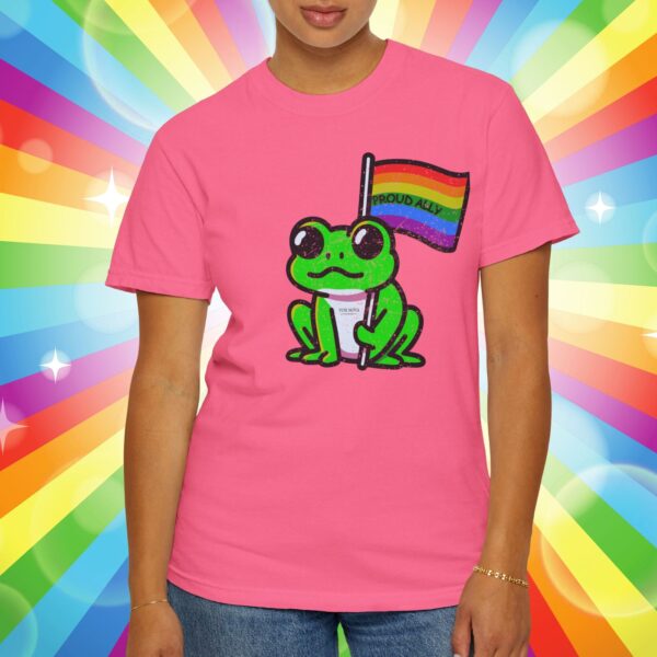 Cute Proud Ally Frog 🐸🏳️‍🌈 Distressed Retro Premium Tee 💖 - Unisex Garment-Dyed T-shirt Vintage Look And Feel Printed On Super Soft Comfy Comfort Colors 1717 Tee - Image 3