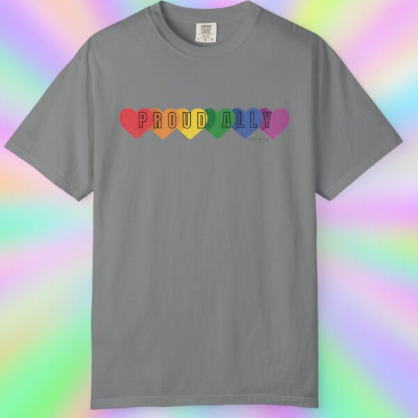 PROUD ALLY Premium Tee 🌈❤️🧡💛💚💙💜 Distressed Retro Look & Feel - Unisex Garment-Dyed T-shirt - Image 11