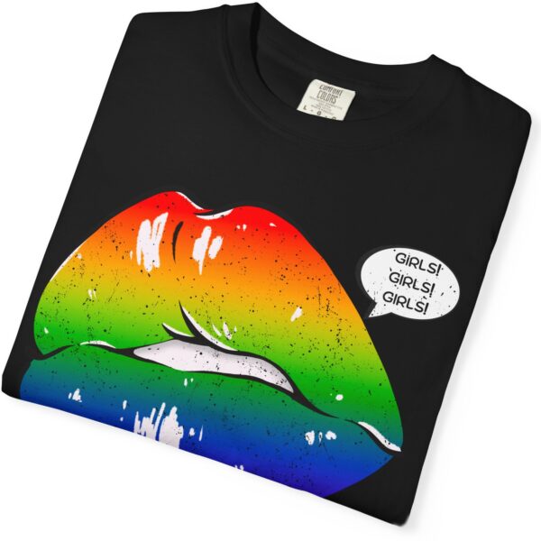 Lips Girls! Girls! Girls! 💋🏳️‍🌈 Premium Lesbian Pride T-Shirt! 👭✨- Unisex Garment-Dyed T-shirt Comfort Colors 1717 - Image 3
