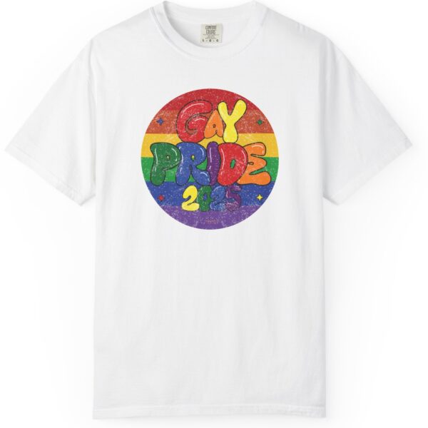 Gay Pride 2025 Bubble Font Premium T-Shirt 🎉🏳️‍🌈 - Unisex Garment-Dyed T-shirt Printed On Comfort Colors 1717 Tee - Image 4