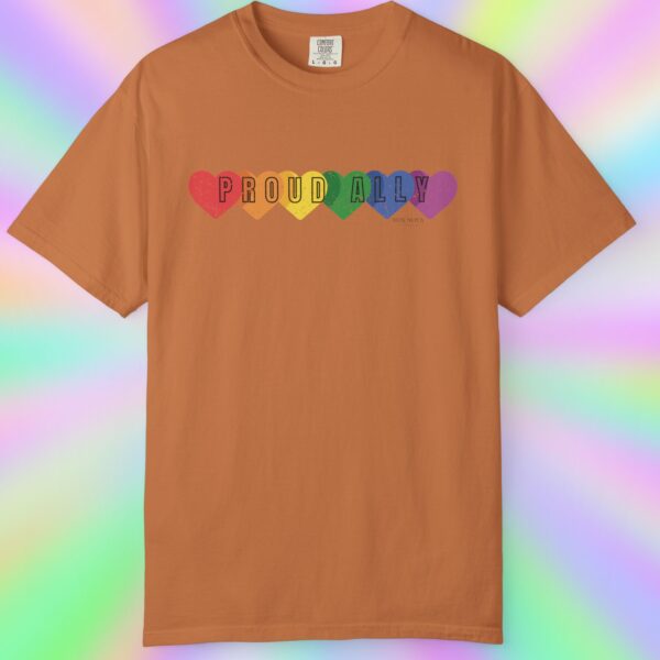 PROUD ALLY Premium Tee 🌈❤️🧡💛💚💙💜 Distressed Retro Look & Feel - Unisex Garment-Dyed T-shirt - Image 9