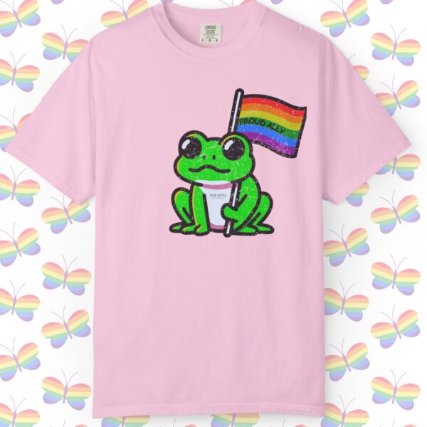 Cute Proud Ally Frog 🐸🏳️‍🌈 Distressed Retro Premium Tee 💖 - Unisex Garment-Dyed T-shirt Vintage Look And Feel Printed On Super Soft Comfy Comfort Colors 1717 Tee - Image 14