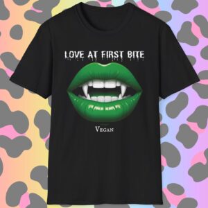 Love At First Bite - Vegan - Goth - Premium Unisex Men's T-Shirt - Premium Gildan 6004  Light Weight Tee -  Softstyle T-Shirt