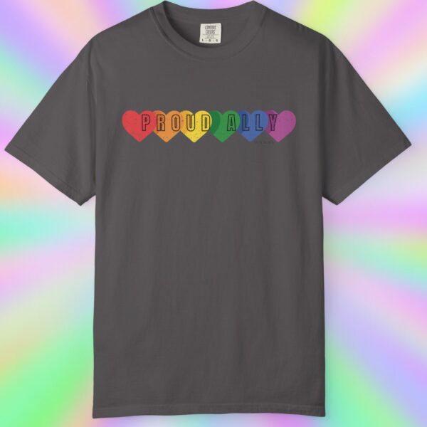 PROUD ALLY Premium Tee 🌈❤️🧡💛💚💙💜 Distressed Retro Look & Feel - Unisex Garment-Dyed T-shirt
