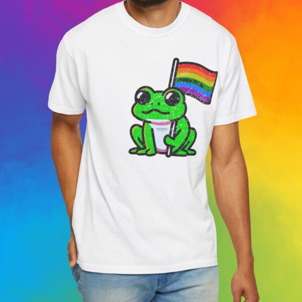Cute Happy Pride Frog 🐸🏳️‍🌈 Distressed Retro Premium Tee 💖 - Unisex Garment-Dyed T-shirt Vintage Look And Feel Printed On Super Soft Comfy Comfort Colors 1717 Tee - Image 3