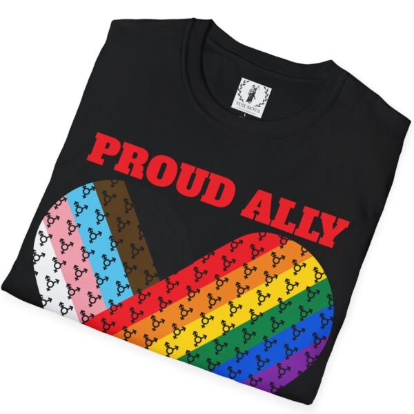 Proud Ally Progress Pride Heart Flag Inclusive Premium Tee 🏳️‍🌈❤️‍🔥- Heart Transgender & LGBTQ+ & Marginalized With trans-male-female sign Unisex Softstyle T-Shirt - Image 2