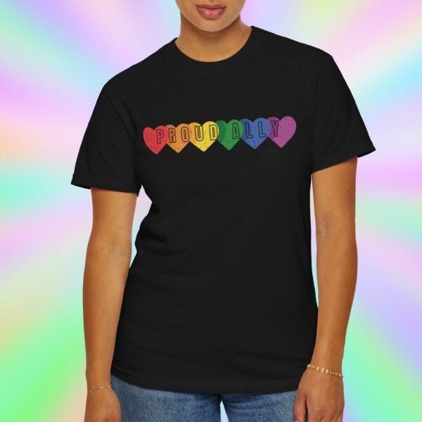 PROUD ALLY Premium Tee 🌈❤️🧡💛💚💙💜 Distressed Retro Look & Feel - Unisex Garment-Dyed T-shirt - Image 25