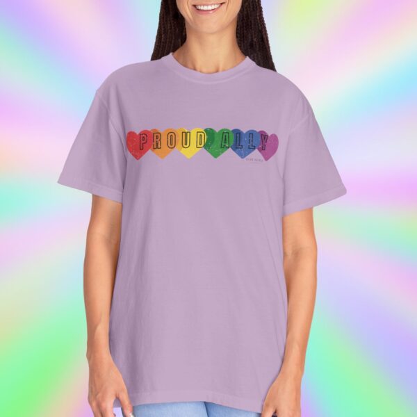 PROUD ALLY Premium Tee 🌈❤️🧡💛💚💙💜 Distressed Retro Look & Feel - Unisex Garment-Dyed T-shirt - Image 31