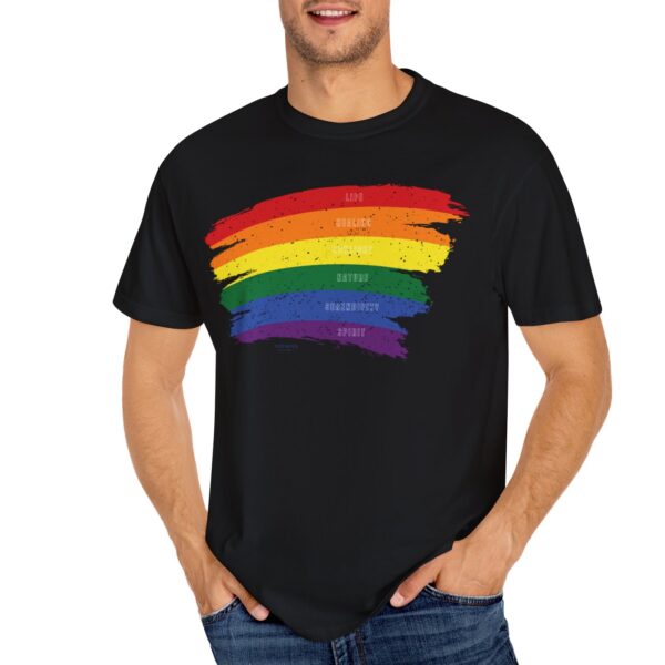 Rainbow Pride Colors Meanings Paint Stroke Premium Tee 🌈❤️🧡💛💚💙💜✨ - Unisex Garment-Dyed T-shirt Distressed Look and Vintage Feel on Super Soft Comfort Colors 1717 - Image 6
