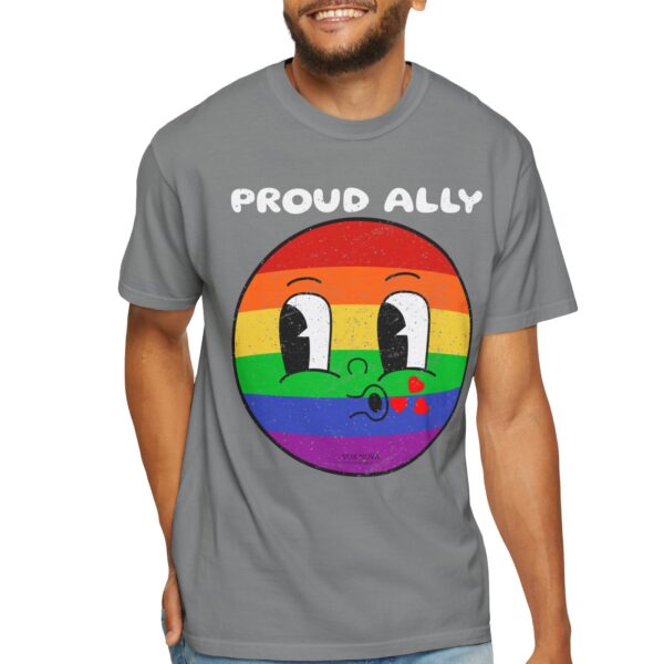 Kissy Face Proud Ally 💖🌈 Premium Unisex T-Shirt! 😘✨ Distressed look and Feel - Unisex Garment-Dyed T-shirt Comfort Colors 1717 - Image 13