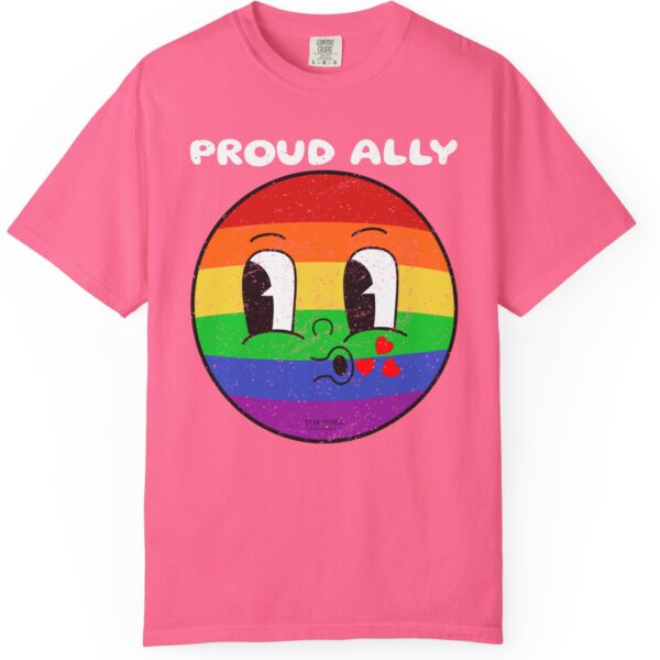 Kissy Face Proud Ally 💖🌈 Premium Unisex T-Shirt! 😘✨ Distressed look and Feel - Unisex Garment-Dyed T-shirt Comfort Colors 1717 - Image 23